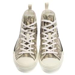 Dior White Oblique Mesh B23 High Top Sneakers Size 42