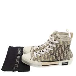 Dior White Oblique Mesh B23 High Top Sneakers Size 42
