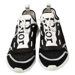 Pre Owned Dior Black/White Technical Knit Fabric B21 Neo Low Top Sneakers Size 43
