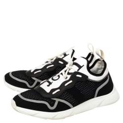 Pre Owned Dior Black/White Technical Knit Fabric B21 Neo Low Top Sneakers Size 43