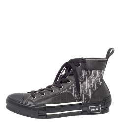 Dior Black Mesh And Oblique B-23 High Top Sneakers Size 42