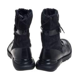 Dior Black Canvas And Leather Explorer Ankle Boots Size 44