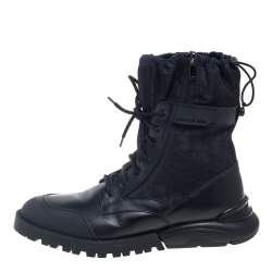 Dior Black Canvas And Leather Explorer Ankle Boots Size 44