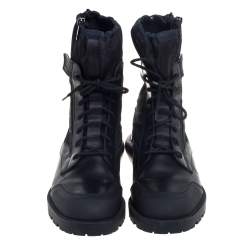 Dior Black Canvas And Leather Explorer Ankle Boots Size 44