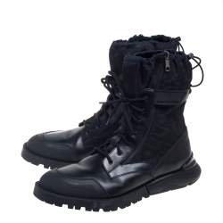 Dior Black Canvas And Leather Explorer Ankle Boots Size 44