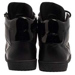 Pre Owned Dior Black Leather And Patent High Top Sneakers Size 40