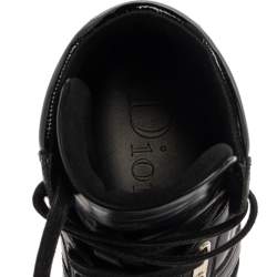 Pre Owned Dior Black Leather And Patent High Top Sneakers Size 40