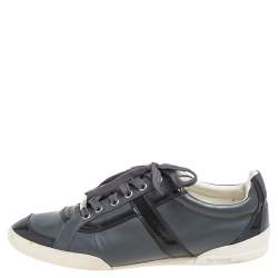 Dior Grey Patent Leather and Leather Low Top Sneaker Size 41