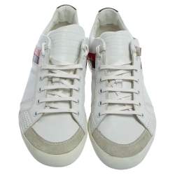 Dior White Leather And Suede Low Top Sneakers Size 41.5