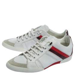 Dior White Leather And Suede Low Top Sneakers Size 41.5