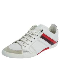 Dior White Leather And Suede Low Top Sneakers Size 41.5