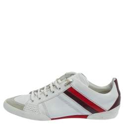 Dior White Leather And Suede Low Top Sneakers Size 41.5