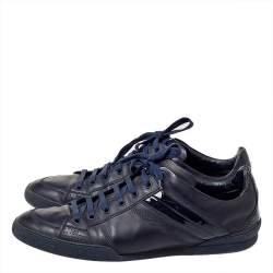 Pre Owned Dior Navy Blue Leather And Patent Leather Lace Up Sneaker Size 43