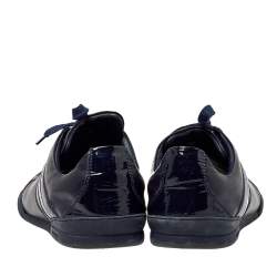 Pre Owned Dior Navy Blue Leather And Patent Leather Lace Up Sneaker Size 43