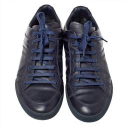 Pre Owned Dior Navy Blue Leather And Patent Leather Lace Up Sneaker Size 43