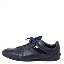 Pre Owned Dior Navy Blue Leather And Patent Leather Lace Up Sneaker Size 43