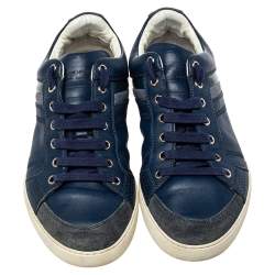 Dior Blue Leather And Suede Low Top Sneakers Size 39.5