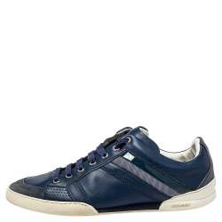 Dior Blue Leather And Suede Low Top Sneakers Size 39.5