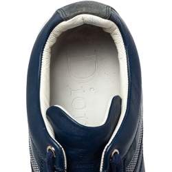 Dior Blue Leather And Suede Low Top Sneakers Size 39.5