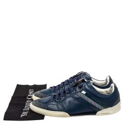 Dior Blue Leather And Suede Low Top Sneakers Size 39.5