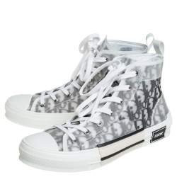 Dior White/Black Oblique Mesh B23 High Top Sneakers Size 42