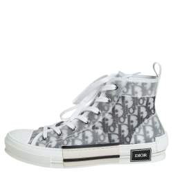 Dior White/Black Oblique Mesh B23 High Top Sneakers Size 42
