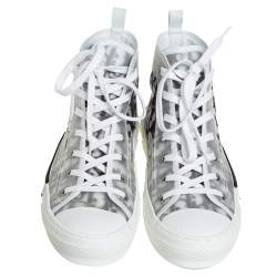 Dior White/Black Oblique Mesh B23 High Top Sneakers Size 42