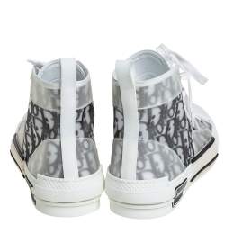 Dior White/Black Oblique Mesh B23 High Top Sneakers Size 42