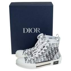 Dior White/Black Oblique Mesh B23 High Top Sneakers Size 42