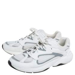 Dior White/Silver Mesh And Leather B24 Sneakers Size 43