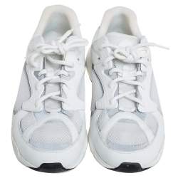 Dior White/Silver Mesh And Leather B24 Sneakers Size 43