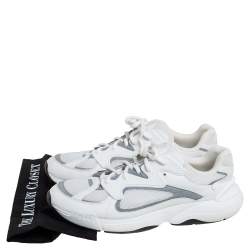 Dior White/Silver Mesh And Leather B24 Sneakers Size 43