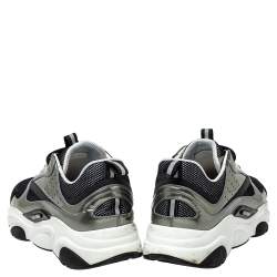 Pre Owned Dior Black/ Silver Mesh And Patent Leather B22 Runner Sneakers Size 44