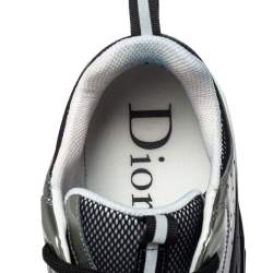 Pre Owned Dior Black/ Silver Mesh And Patent Leather B22 Runner Sneakers Size 44