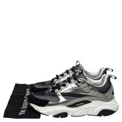 Pre Owned Dior Black/ Silver Mesh And Patent Leather B22 Runner Sneakers Size 44