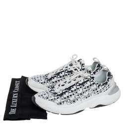 Pre Owned Dior White/Black Oblique Cannage Neoprene And Rubber B24 Low Top Sneakers Size 43