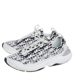 Pre Owned Dior White/Black Oblique Cannage Neoprene And Rubber B24 Low Top Sneakers Size 43