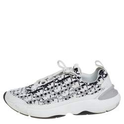 Pre Owned Dior White/Black Oblique Cannage Neoprene And Rubber B24 Low Top Sneakers Size 43