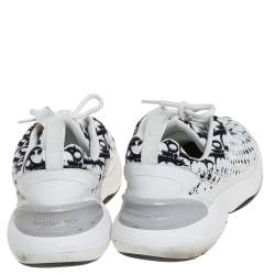Pre Owned Dior White/Black Oblique Cannage Neoprene And Rubber B24 Low Top Sneakers Size 43