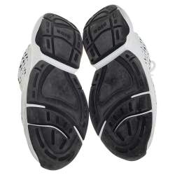 Pre Owned Dior White/Black Oblique Cannage Neoprene And Rubber B24 Low Top Sneakers Size 43
