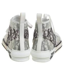 Dior White/Grey Oblique Mesh B23 High Top Sneakers Size 40