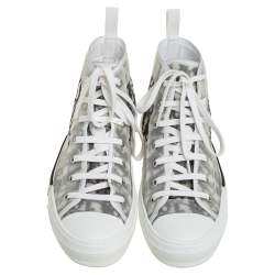 Dior White/Grey Oblique Mesh B23 High Top Sneakers Size 40