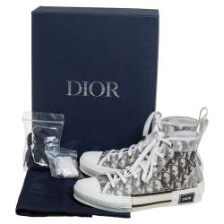 Dior White/Grey Oblique Mesh B23 High Top Sneakers Size 40