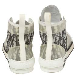 Dior White/Grey Oblique Mesh B23 High Top Sneakers Size 43