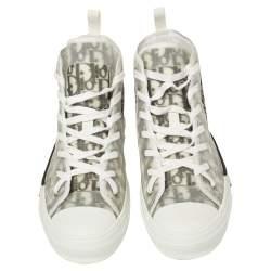 Dior White/Grey Oblique Mesh B23 High Top Sneakers Size 43