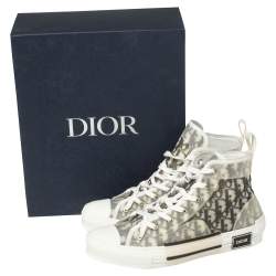Dior White/Grey Oblique Mesh B23 High Top Sneakers Size 43