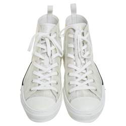 Pre Owned Dior White Oblique Mesh And PVC B23 High Top Sneakers Size 45