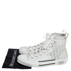 Pre Owned Dior White Oblique Mesh And PVC B23 High Top Sneakers Size 45