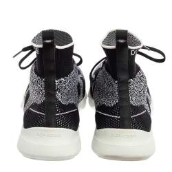 Dior Black/White Perforated Knit Fabric B21 Sock High Top Sneakers Size 42
