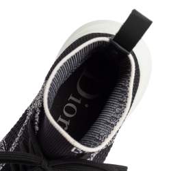 Dior Black/White Perforated Knit Fabric B21 Sock High Top Sneakers Size 42